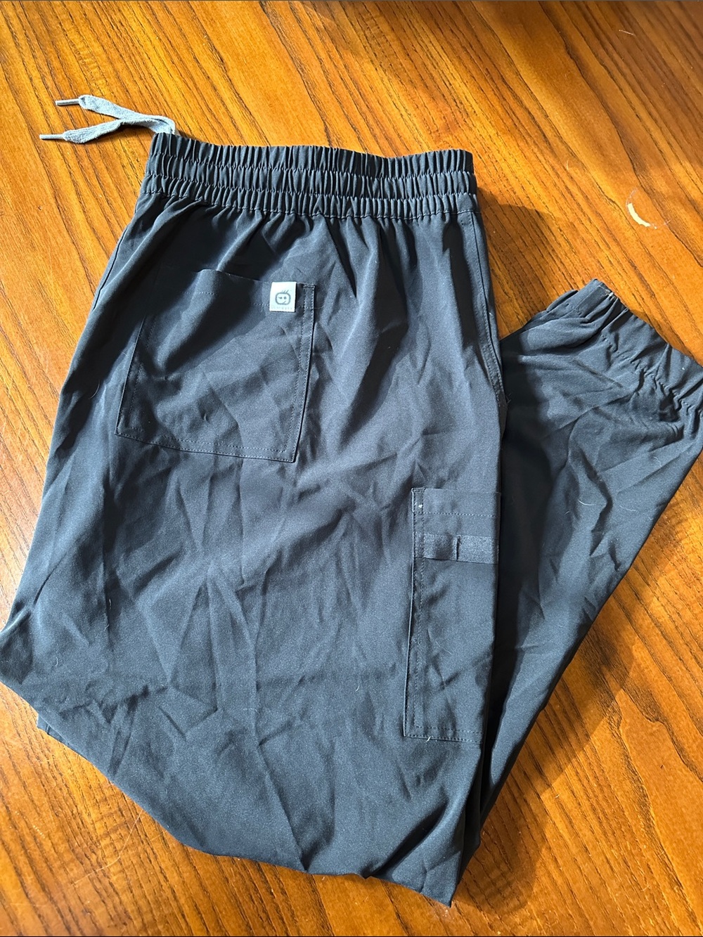 WonderWink Black Elastic-Waist Utility Scrub Pants